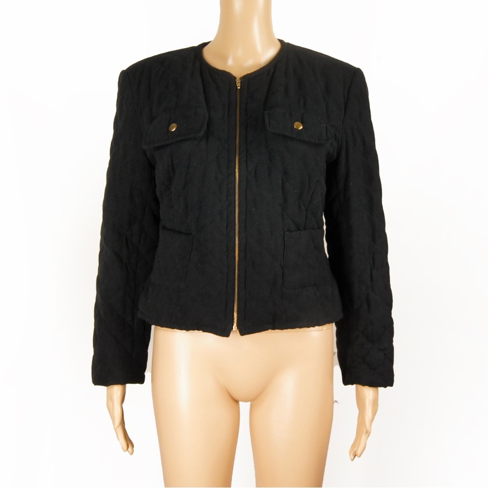 Rare Vintage Lolita Lempicka Paris Quilted Black Lightweight Jacket